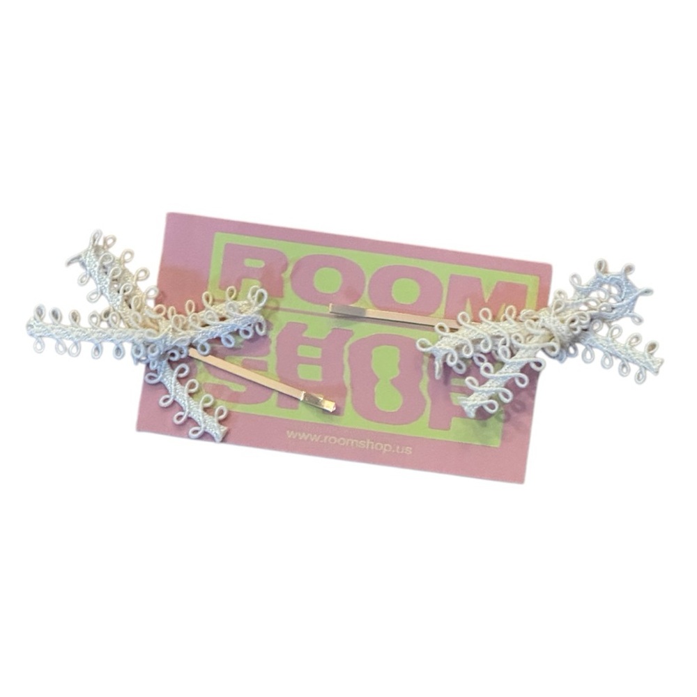LISA SAYS GAH Mini Bow Lace Gold Plated Bobby Pins - 2 included - New
